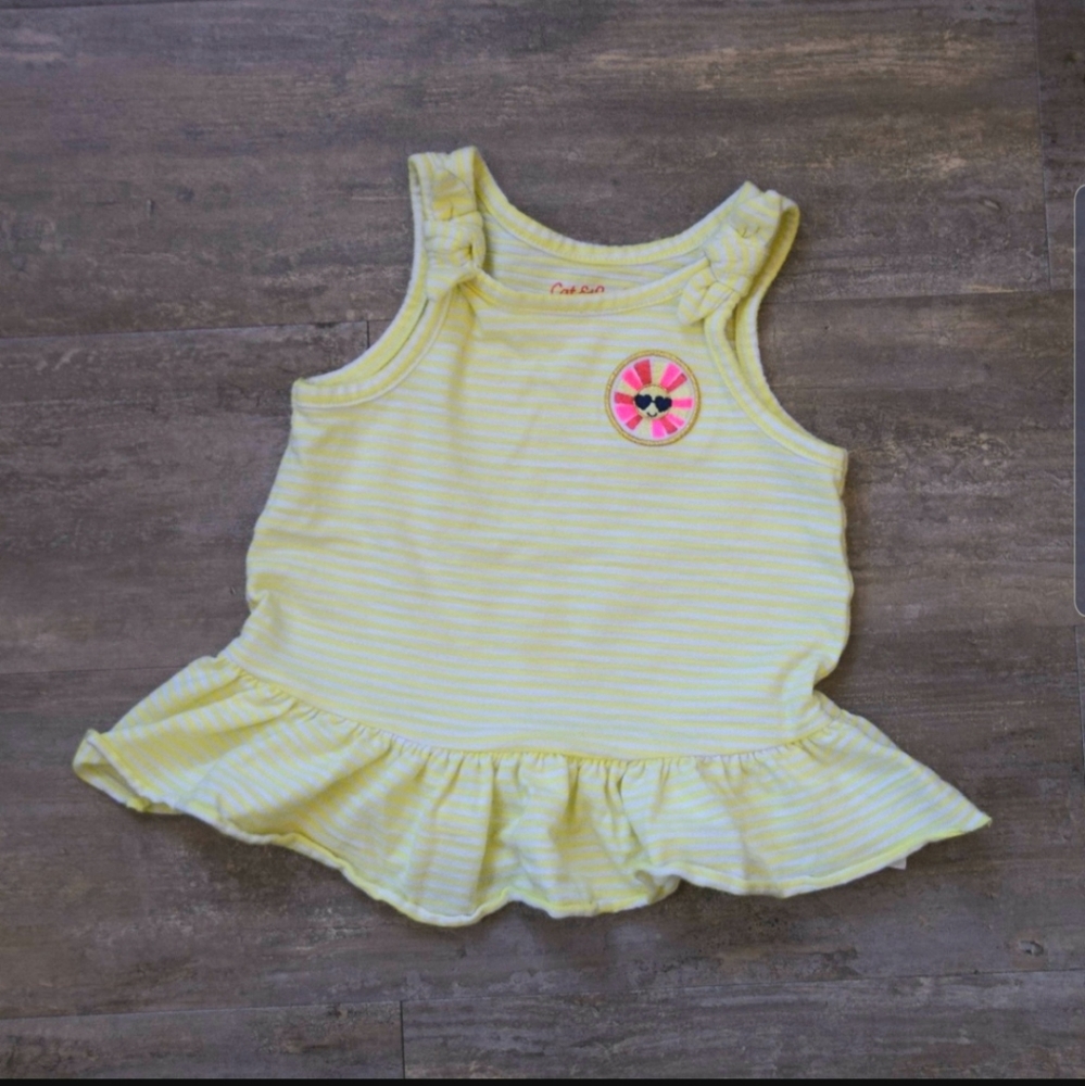 Cat & Jack Yellow Sunshine Peplum Tank Top - 18 M